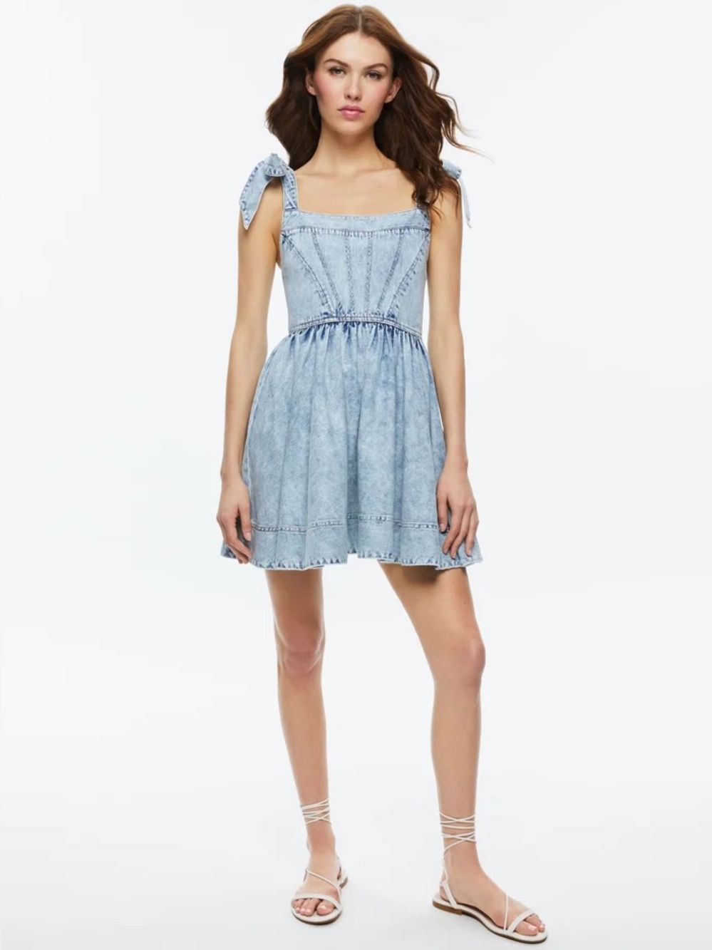 alice + olivia AMINA CORSET DENIM DRESS